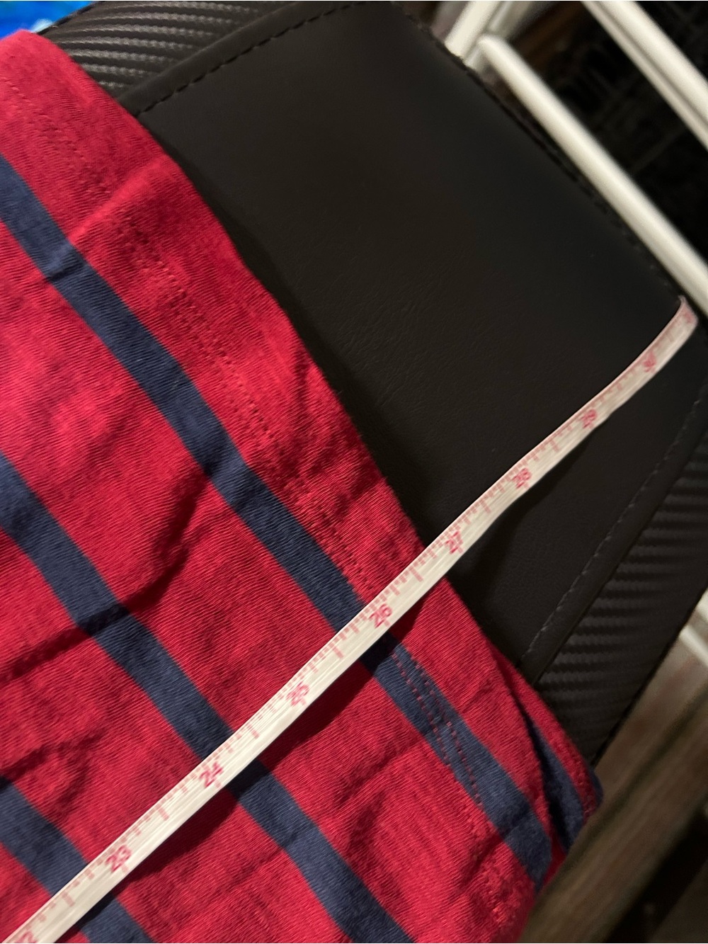 Orvis Striped V-Neck Long Sleeve Top - Red & Navy Size Medium Patches on Elbow - Picture 10 of 10